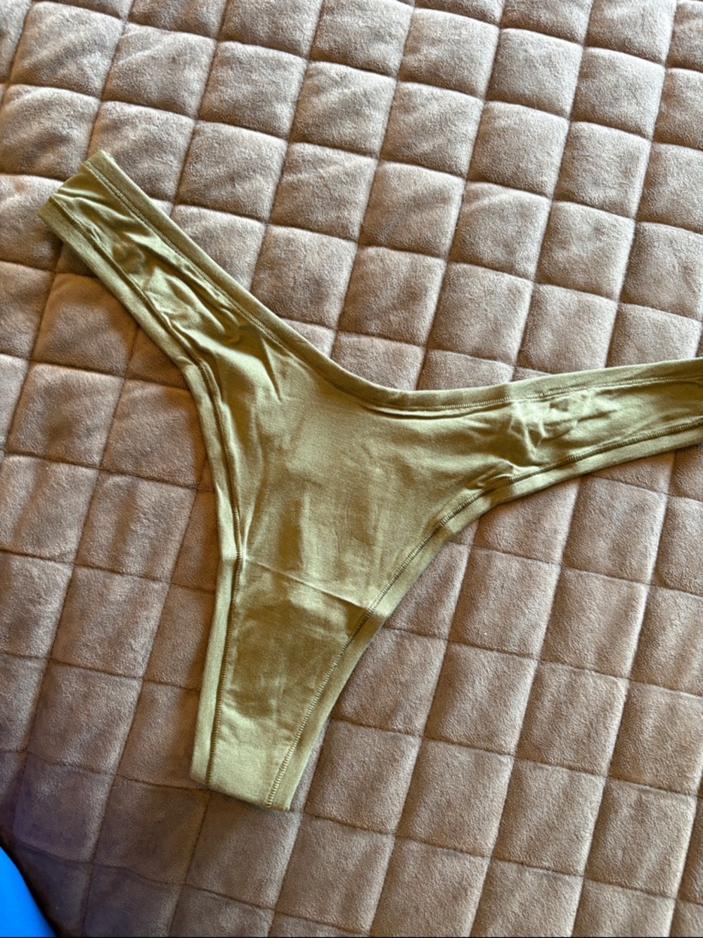 aerie Olive modal Seamless Thong Panty. Large